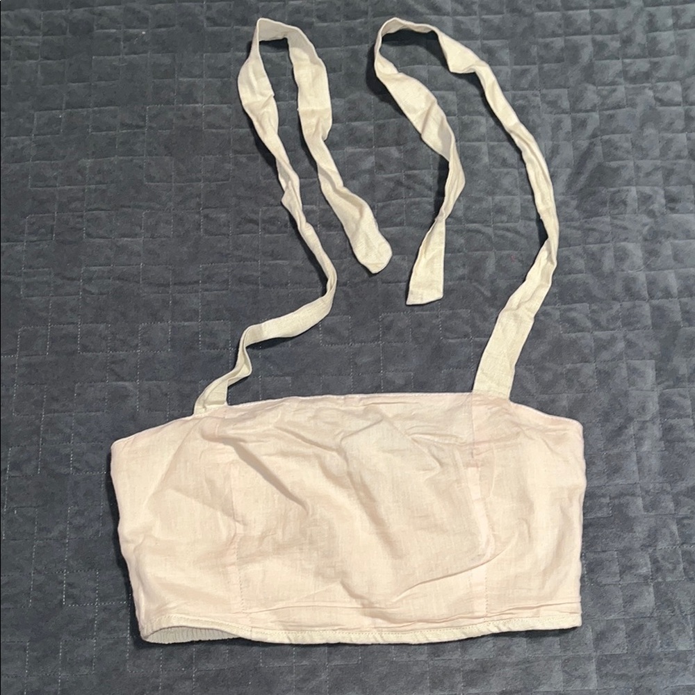 Stylish Cream Tie-Strap Crop Top
